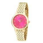 Ficha técnica e caractérísticas do produto Relogio Feminino Dourado com Strass Champion Rosa Ch24857l