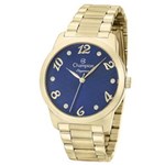 Ficha técnica e caractérísticas do produto Relogio Feminino Dourado Fundo Azul Champion - CN26108A