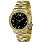 Ficha técnica e caractérísticas do produto Relógio Feminino Dourado Fundo Preto Lince LRG4343L P2KX