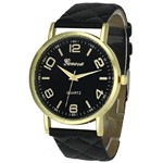 Ficha técnica e caractérísticas do produto Relógio Feminino Dourado Geneva Matelassê Preto