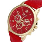 Ficha técnica e caractérísticas do produto Relógio Feminino Dourado Geneva Números Vermelho