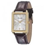 Ficha técnica e caractérísticas do produto Relogio Feminino Dourado Mondaine Quadrado Pulseira Couro