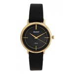 Ficha técnica e caractérísticas do produto Relogio Feminino Dourado Orient Pulseira Couro Fundo Preto