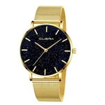 Ficha técnica e caractérísticas do produto Relógio Feminino Dourado Pulseira Aço Luxo Elegante