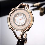 Relógio Feminino Dourado Quartz Modelo Pedras Brilhantes - Cansnow