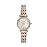 Ficha técnica e caractérísticas do produto Relógio Feminino Fossil Carlie Mini ES4649/1KN 28mm Aço Bicolor Prata/Rosé