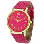 Ficha técnica e caractérísticas do produto Relógio Feminino Geneva Dourado Pulseira Matelassê Pink