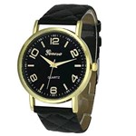 Relógio Feminino Geneva Dourado Pulseira Matelassê Preto