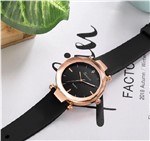 Ficha técnica e caractérísticas do produto Relógio Feminino Geneva Silicone Preto - Quartz