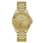 Ficha técnica e caractérísticas do produto Relógio Feminino Guess Aço Dourado, Detalhes e Acabamento em Cristais Brancos 92710LPGSDA2 Multifunção