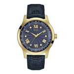 Ficha técnica e caractérísticas do produto Relógio Feminino Guess Polished Tom Ouro Dourado Blue em Couro Watch
