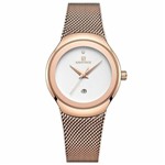 Relógio Feminino Inox Casual Pulseira Aço 30m - Dourado Rose - Naviforce