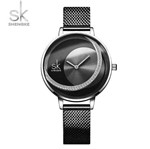 Ficha técnica e caractérísticas do produto Relógio Feminino Inox Casual Pulseira Aço 30m - Preto - Shengke