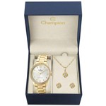 Relógio Feminino Kit Brincos e Colar Champion Passion Cn27269w Dourado