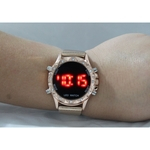 Relogio Feminino Led festa presente pulseira silicone Rose