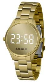 Relógio Feminino Lince Dourado Espelhado Led Redondo Mdg4617L Bxkx