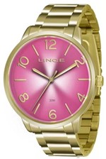 Ficha técnica e caractérísticas do produto Relógio Feminino Lince Dourado Fundo Rosa Lrgj045l-r2kx