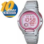 Relógio Feminino Digital Casio Standard LW-200D-4AV - Inox/Rosa