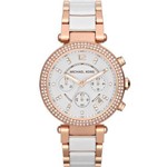 Ficha técnica e caractérísticas do produto Relógio Feminino Michael Kors MK5774 Parker Chrono Branco Rose 39mm