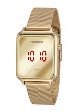 Ficha técnica e caractérísticas do produto Relógio Feminino Mondaine Digital Quadrado Original Dourado