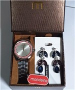 Relógio Feminino Mondaine Prata + Brinco Kit 99249Lomvne2