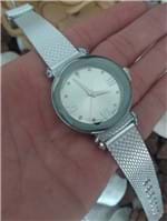 Relógio Feminino Pequeno Pulseira de Silicone Prata/claro 4111