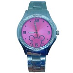 Relógio Feminino Prateado Mickey Mouse Disney Delicado Brilhante - Rx Relógios