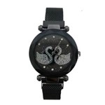 Relógio Feminino Pulseira Pingente Preto