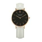 Relógio Feminino Pulseira Couro Italiano Off White - James Cook - Modelo Black Stowe Rosé Gold