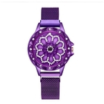 Relógio Feminino Pulseira Ímã Violeta Fundo Giratório