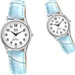 Ficha técnica e caractérísticas do produto Relógio Feminino Q&q C215j805y Prateado Couro Azul Claro