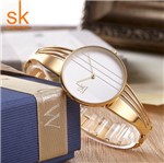 Relógio Feminino Shengke da Moda Quartzo Dourado