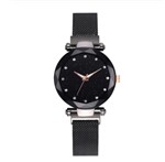 Ficha técnica e caractérísticas do produto Relógio Feminino Strass Céu Estrelado Star Pulseira Imã Preto - Lys Lazuli