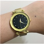 Relógio Feminino Strass Star Universe Pulseira Magnética Dourado