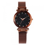 Relógio Feminino Strass Star Universe Pulseira Magnética Marrom - Horyums