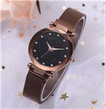 Ficha técnica e caractérísticas do produto Relógio Feminino Strass Star Universe Pulseira Magnética Marrom - Xiniu