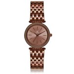 Relogio Feminino Vox Analogico Casual Caixa Metal Chocolate Zirconias Champagnes Cravejadas Fundo Chocolate Perolado