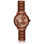 Relogio Feminino Vox Analogico Casual New Jersey Caixa Metal Banho na Cor Chocolate Fundo Dual Chocolate