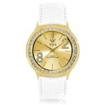 Relogio Feminino Vox Analogico Folheado Caixa Metal Dourado Detalhes Zircornias Cravejadas