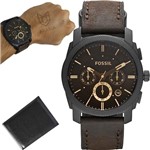 Ficha técnica e caractérísticas do produto Relógio Fossil Masculino Analógico Pulseira de Couro Marrom FFS4656/Z + Carteira