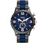 Ficha técnica e caractérísticas do produto Relógio Fossil Nate Cronógrafo Analógico Masculino JR1494/1AN - Azul Marinho