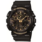 Ficha técnica e caractérísticas do produto Relógio G-Shock Analógico GA-100CF-1A9DR - Preto e Dourado - Casio
