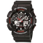 Ficha técnica e caractérísticas do produto Relógio G-Shock GA-100-1A4DR Preto/Vermelho