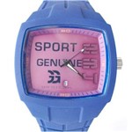 Ficha técnica e caractérísticas do produto Relógio GG 2025 Sport - Pulseira Borracha Azul - Fundo Roxo com Calendário