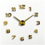 Ficha técnica e caractérísticas do produto Relógio Grande 3d Dourado Decoração Parede Casa Sala Escritório
