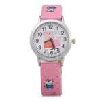 Relógio Infantil 492 Peppa Pig com Pulseira de Couro (Rosa)