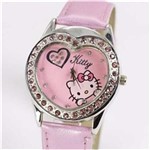 Ficha técnica e caractérísticas do produto Relógio Infantil Adulto de Pulso Hello Kitty Coração - Rosa