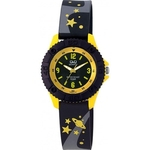 Relógio Infantil Masculino Preto e Amarelo Pulseira Estrelas