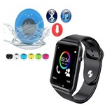 Relógio Inteligente A1 Smartwatch Bluetooth Face e WhatsApp Android Preto e Caixinha de Som Bluetooth "Brinde" - Tomate