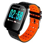 Ficha técnica e caractérísticas do produto Relógio Inteligente Smart Bracelete Batimentos e Pressão A6 - Laranja - China